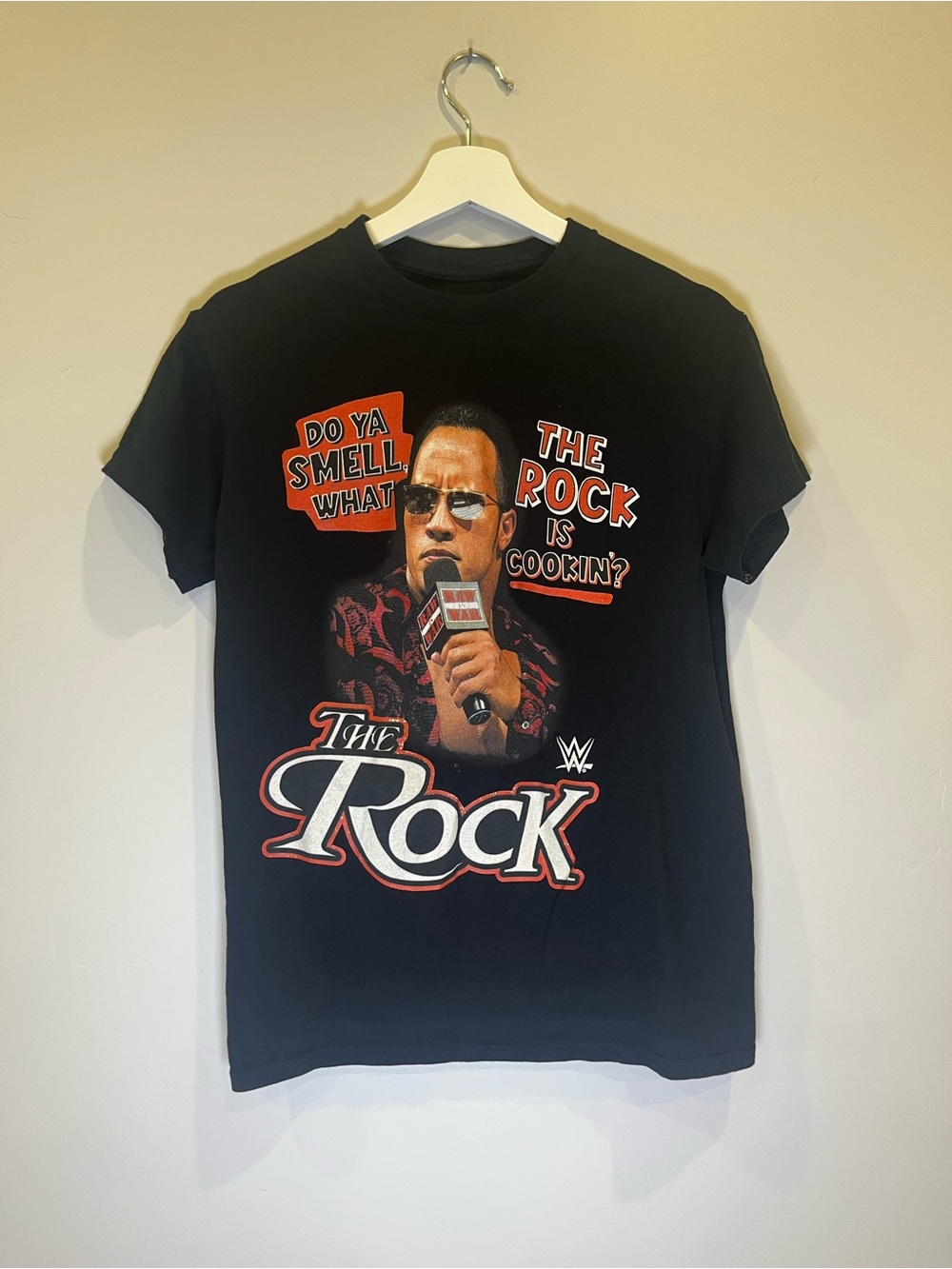 WWE The Rock Black Graphic Tee with Red & White Accents